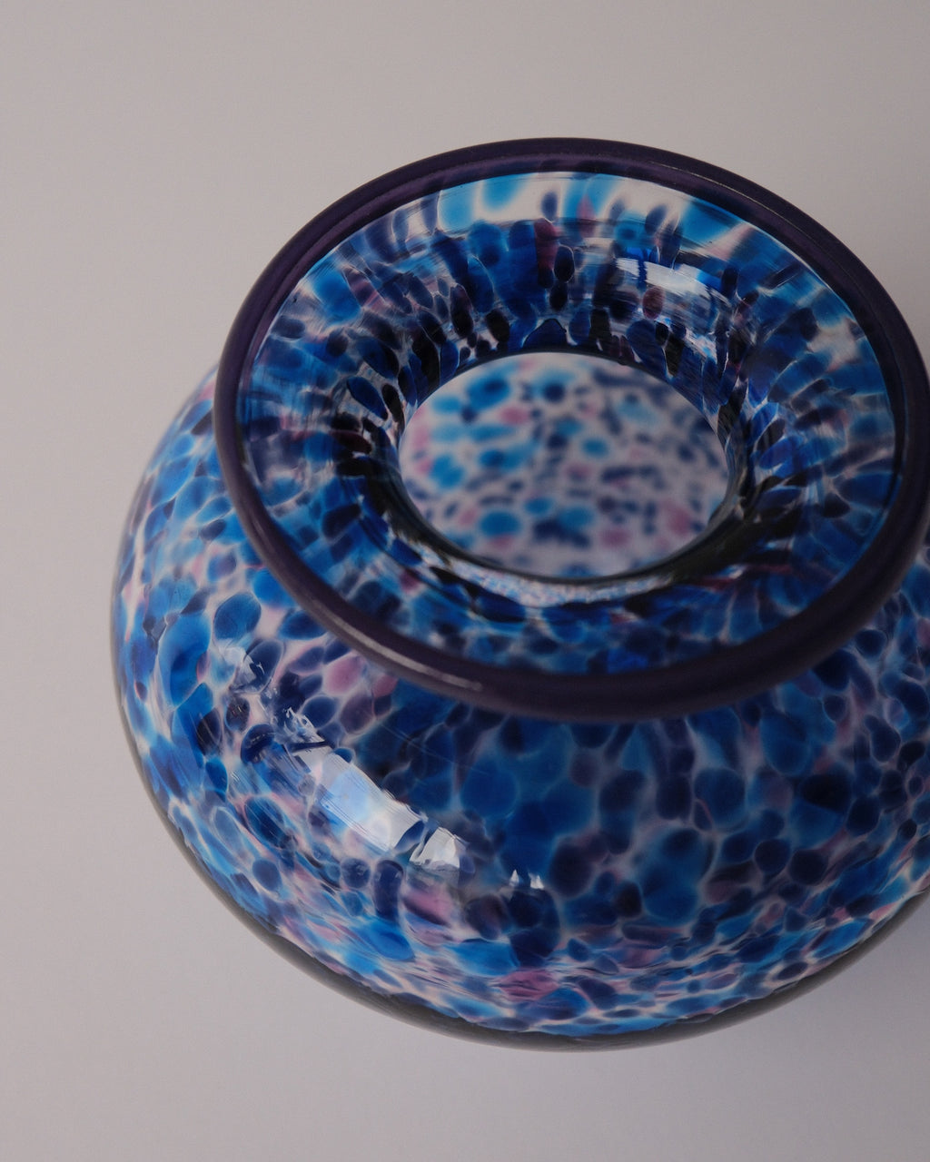 blue art glass vase