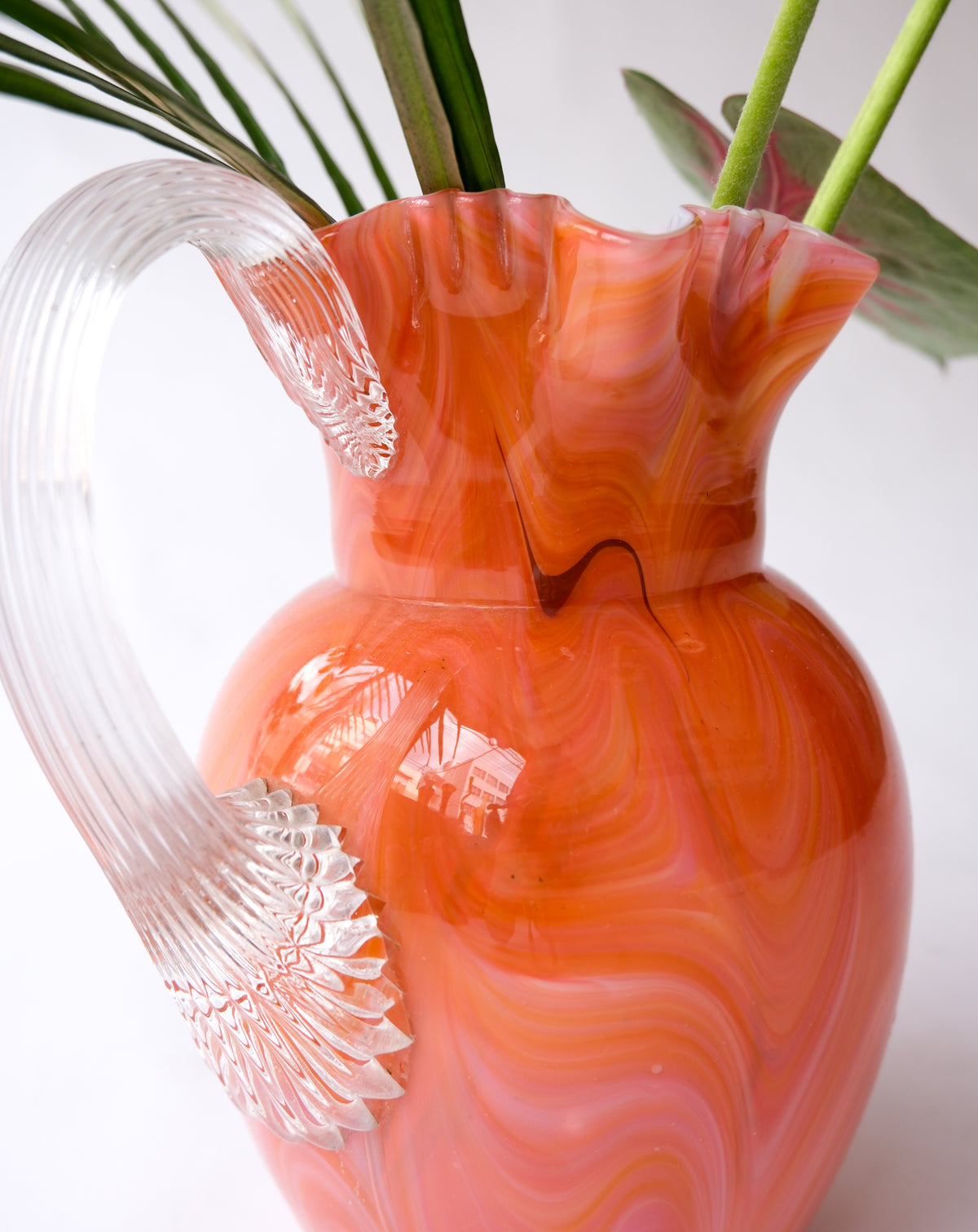 Vintage marble glass pitcher vase