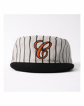 6cRAyon Retro Flat Top Baseball Cap - Striped Wool Blend with Embroidered Letters
