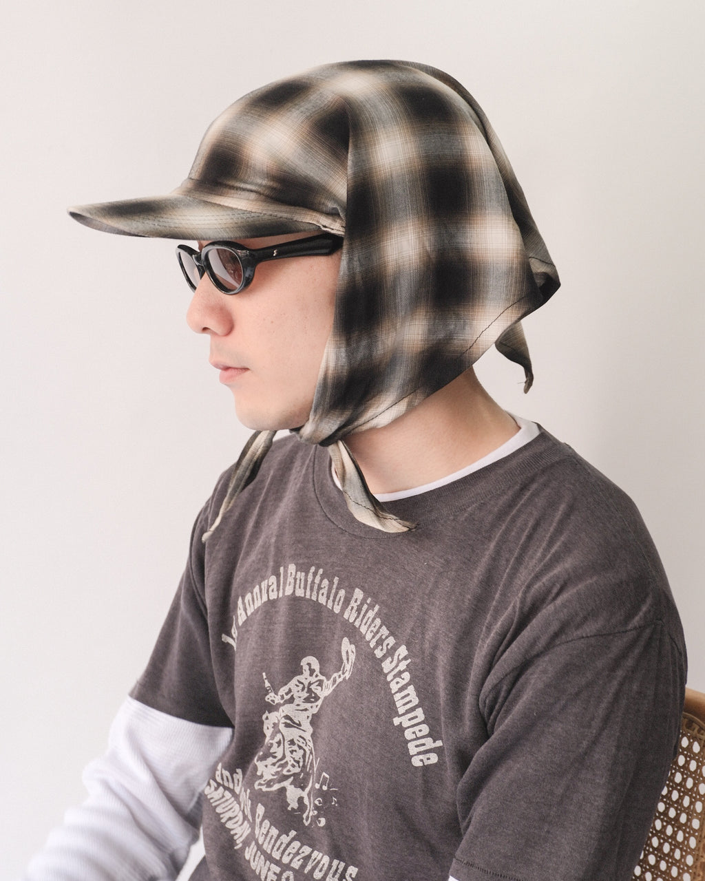 Sowhat Bandanna Cap Ombre check Black