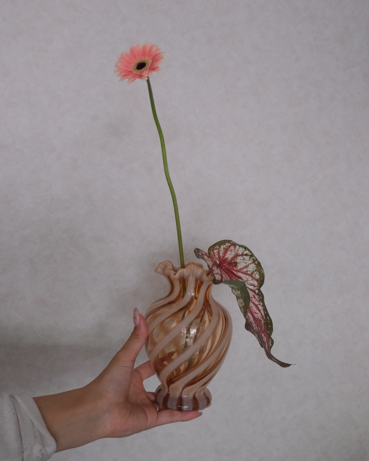 1970s Vintage striped glass vase
