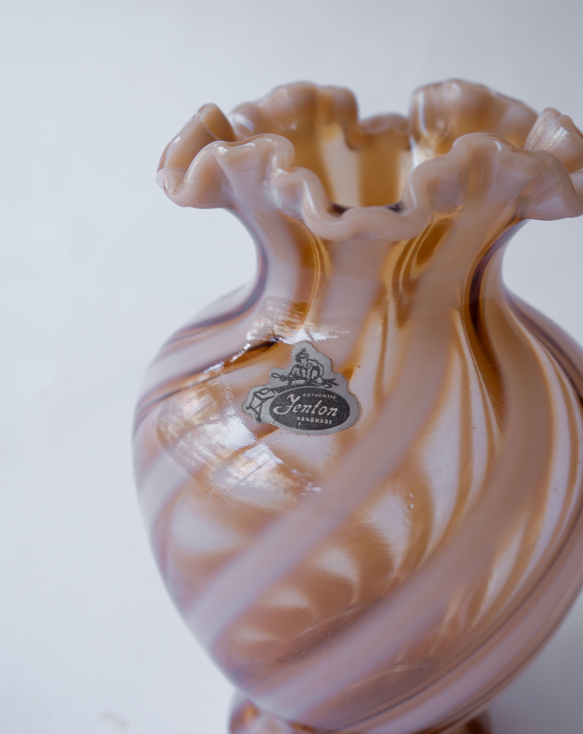 1970s Vintage striped glass vase