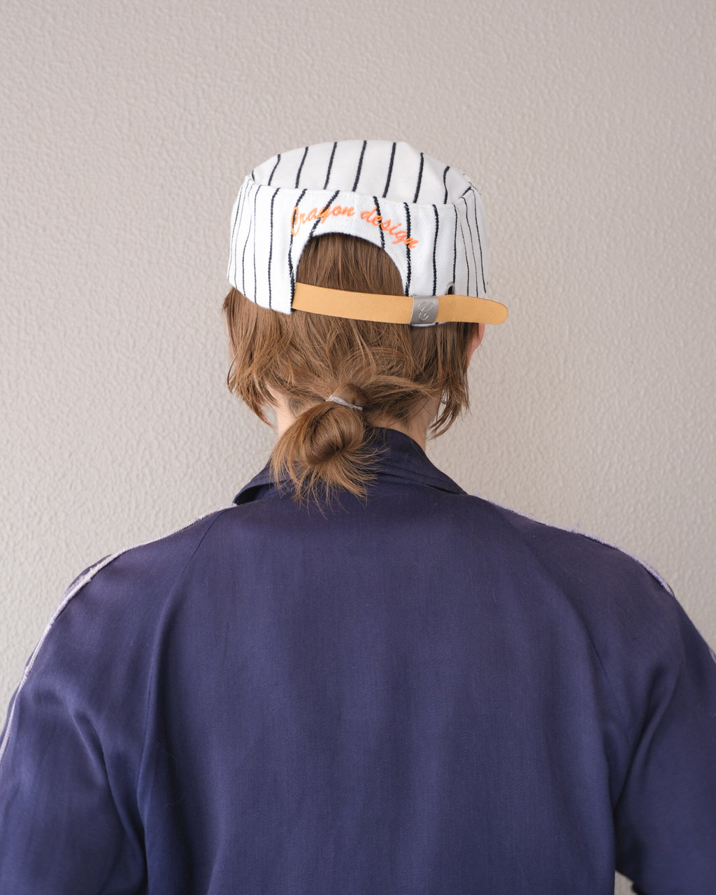 6cRAyon Retro Flat Top Baseball Cap - Striped Wool Blend with Embroidered Letters