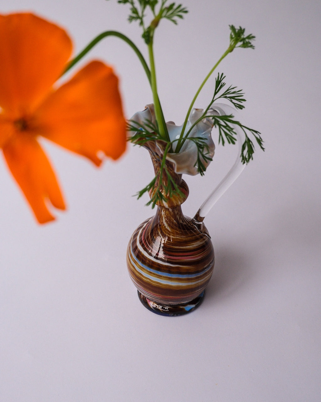 ruffle glass pitcher vase