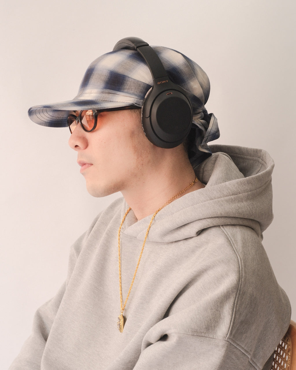 Sowhat Bandanna Cap Ombre check Blue