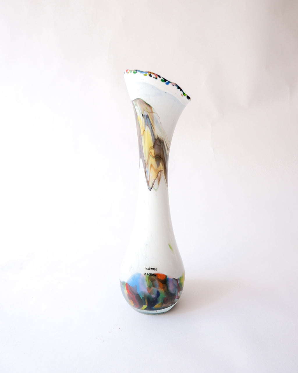 Vintage made in Romania handmade glass vase