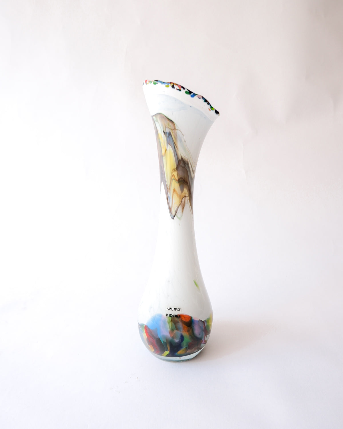 Vintage made in Romania handmade glass vase
