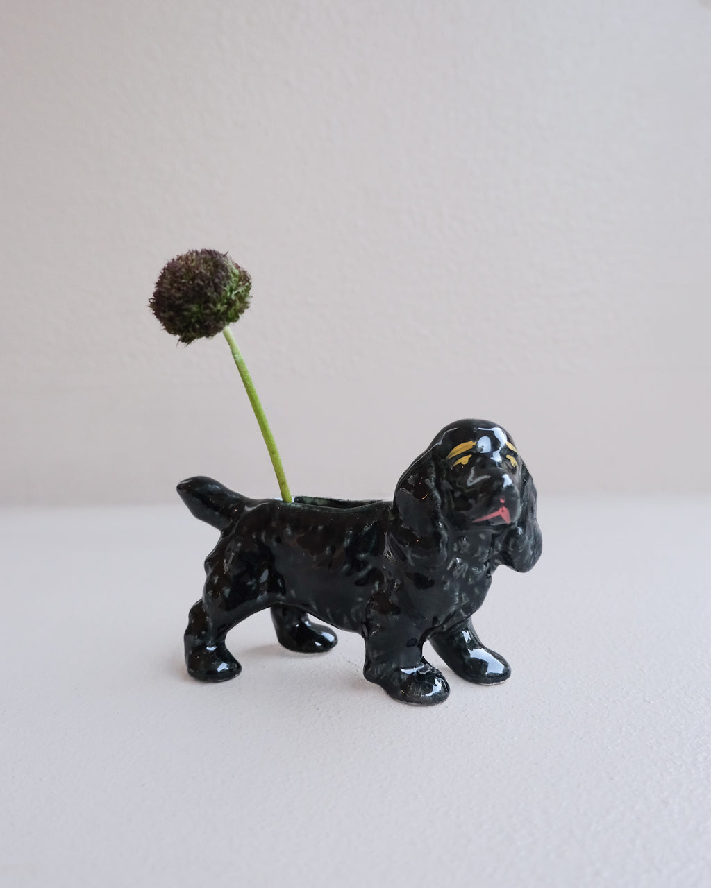 Vintage Black Cocker Spaniel ceramic vase