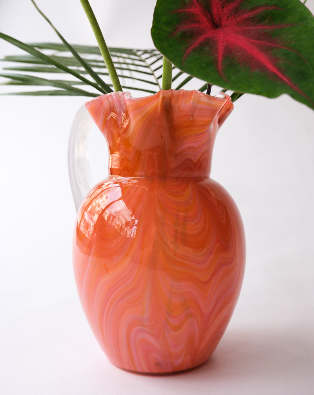 Vintage marble glass pitcher vase