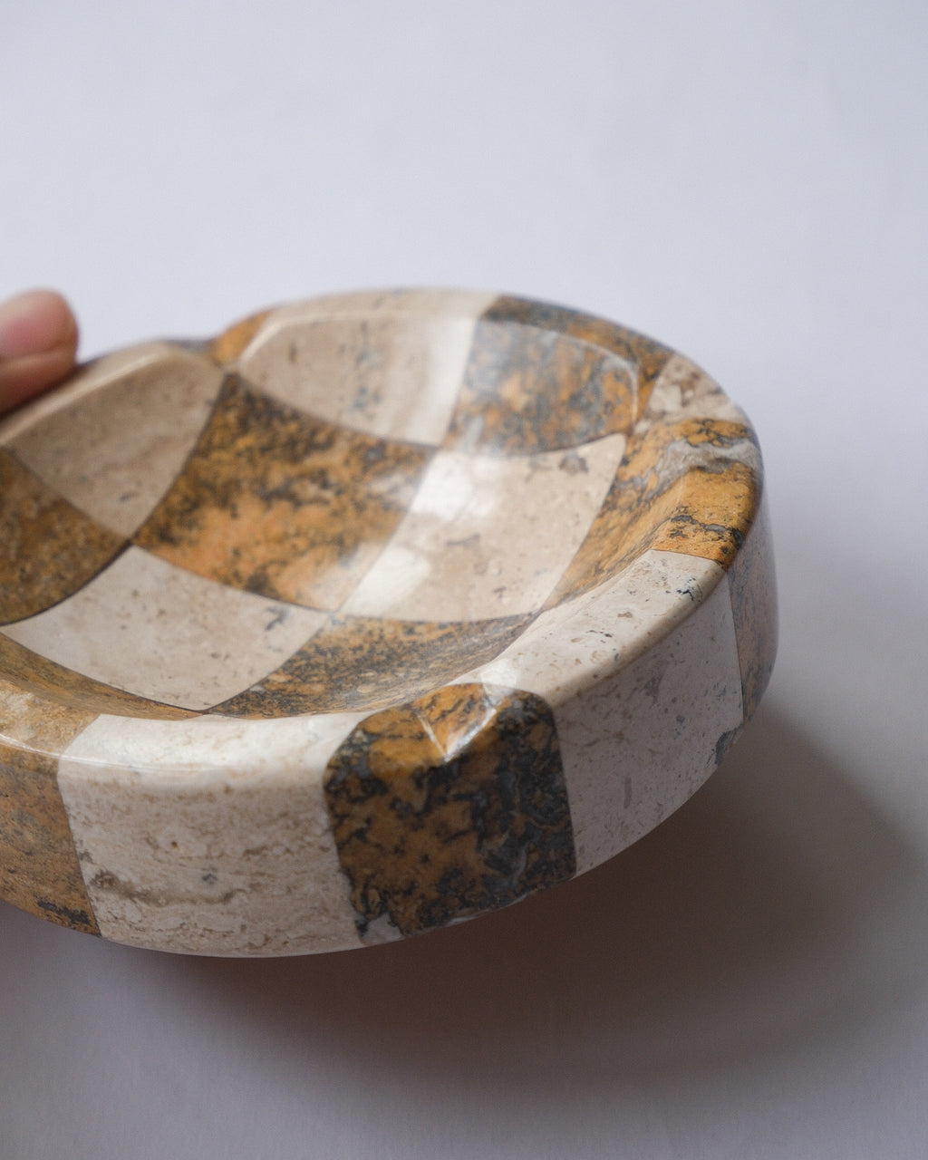 Checker stone ash tray