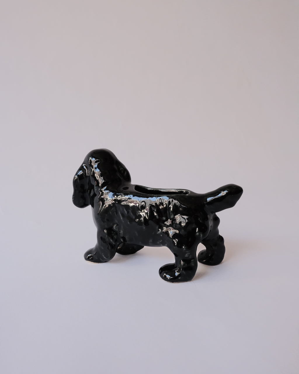 Vintage Black Cocker Spaniel ceramic vase
