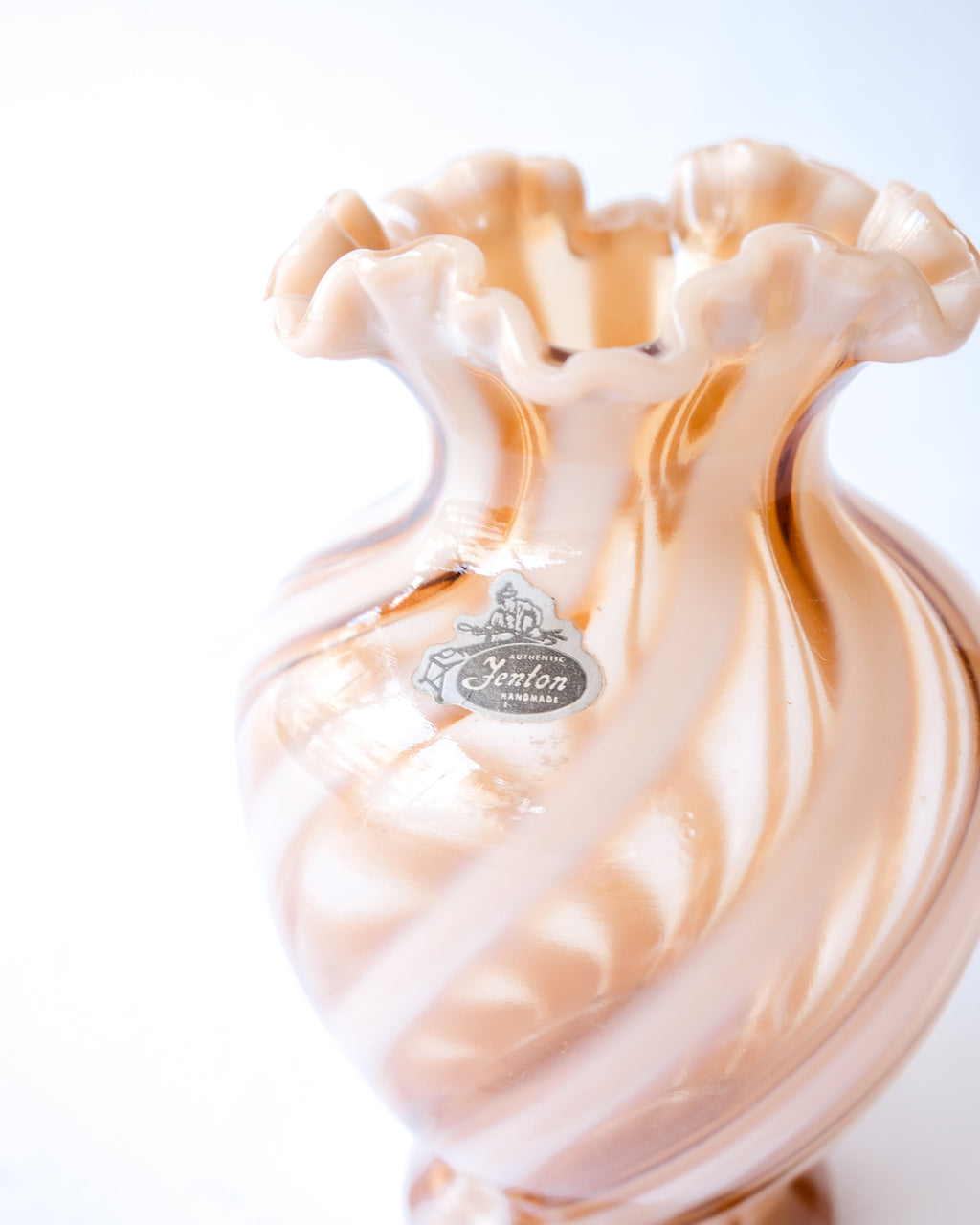 1970s Vintage striped glass vase