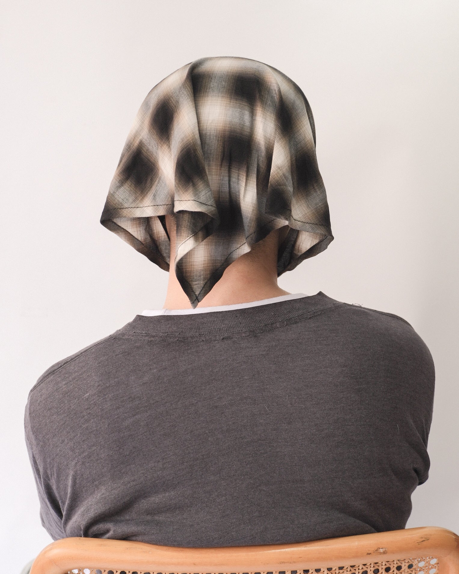 Sowhat Bandanna Cap Ombre check Black