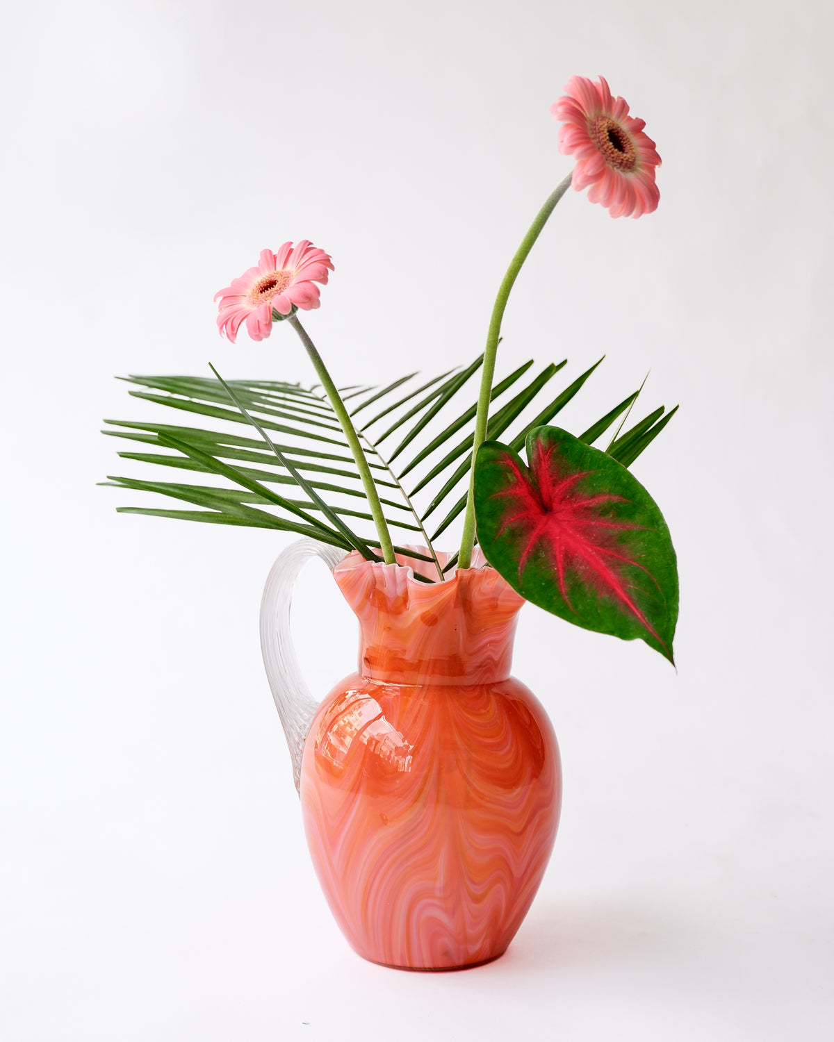 Vintage marble glass pitcher vase