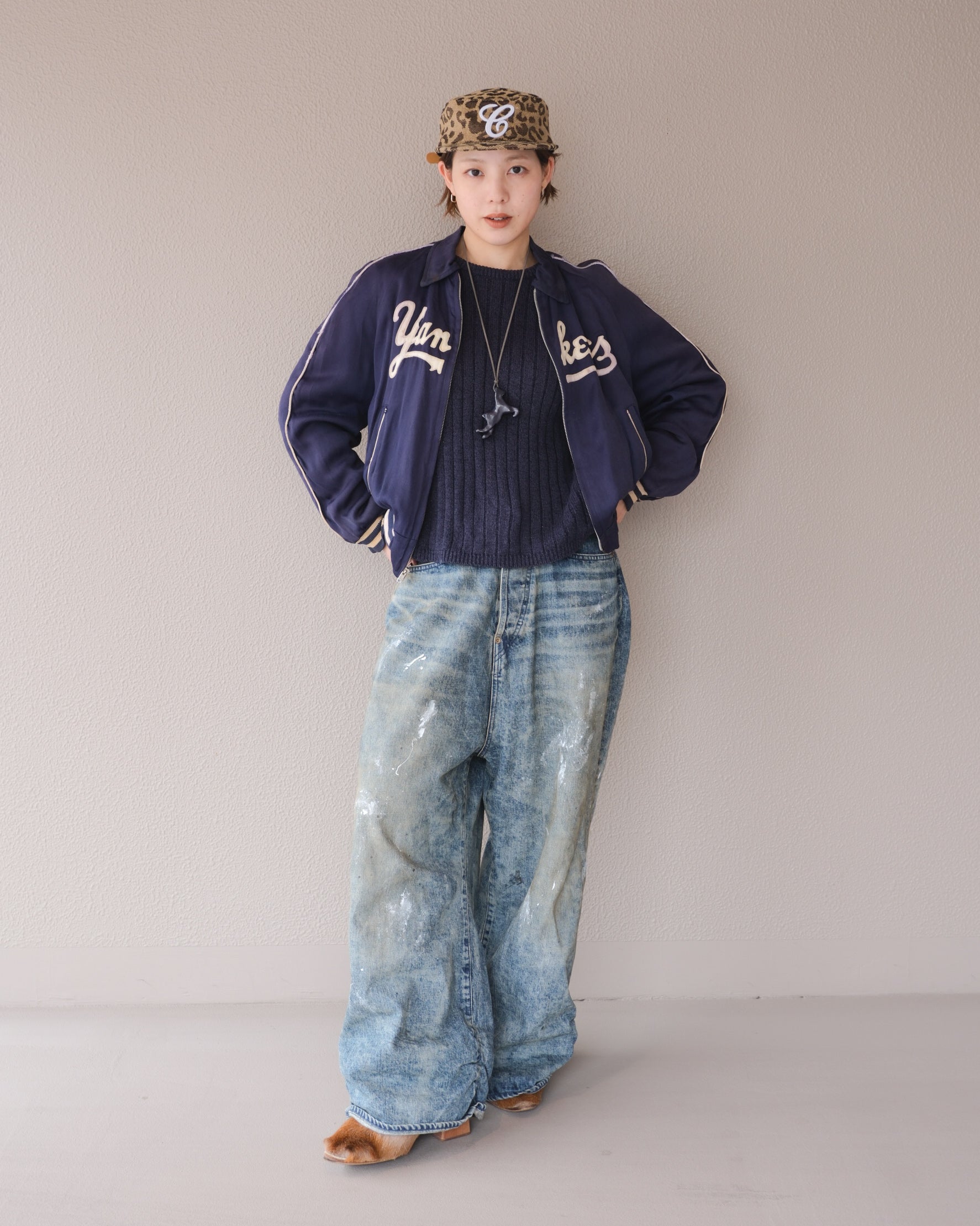 6cRAyon Weave Leopard Print Brimmed Baseball Cap