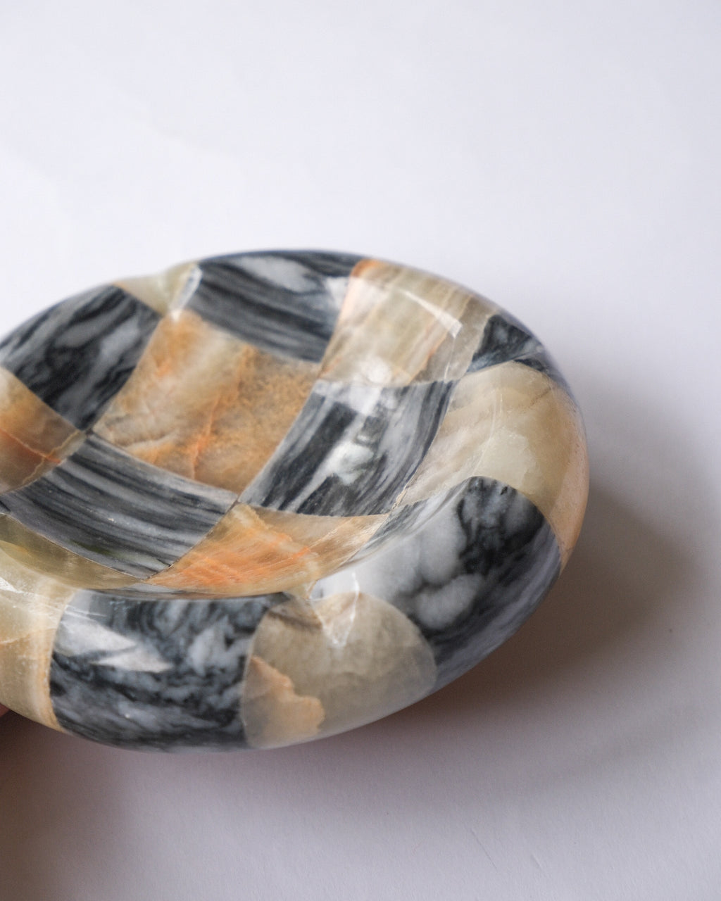 Checker stone ash tray