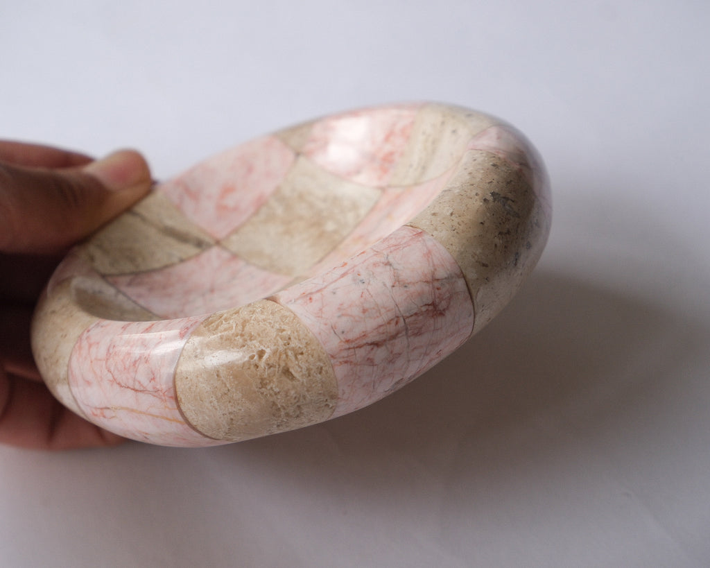 Checker stone ash tray