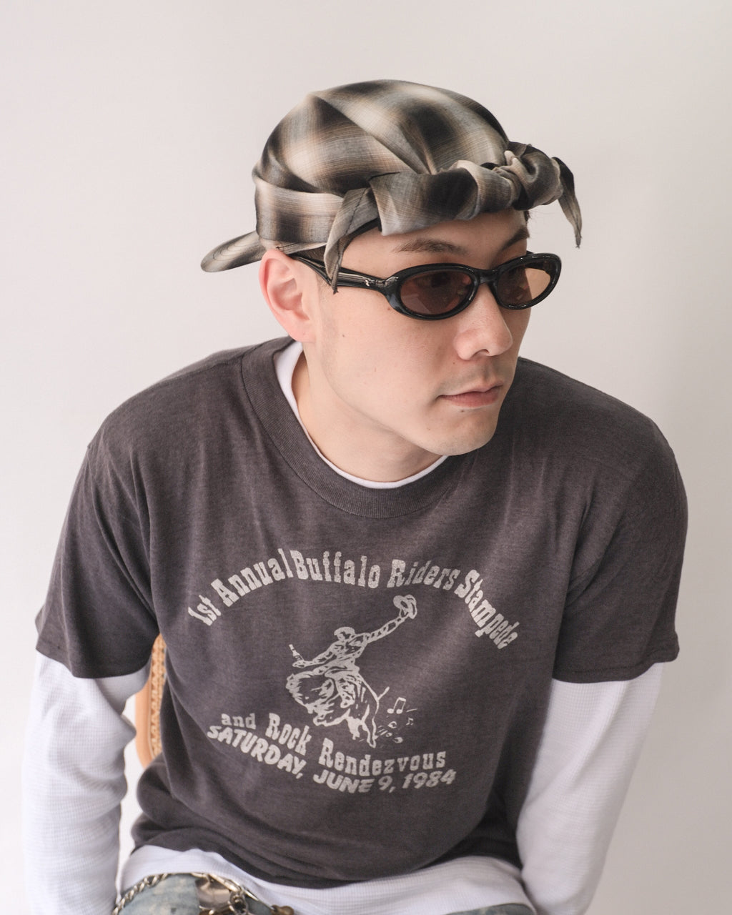 Sowhat Bandanna Cap Ombre check Black