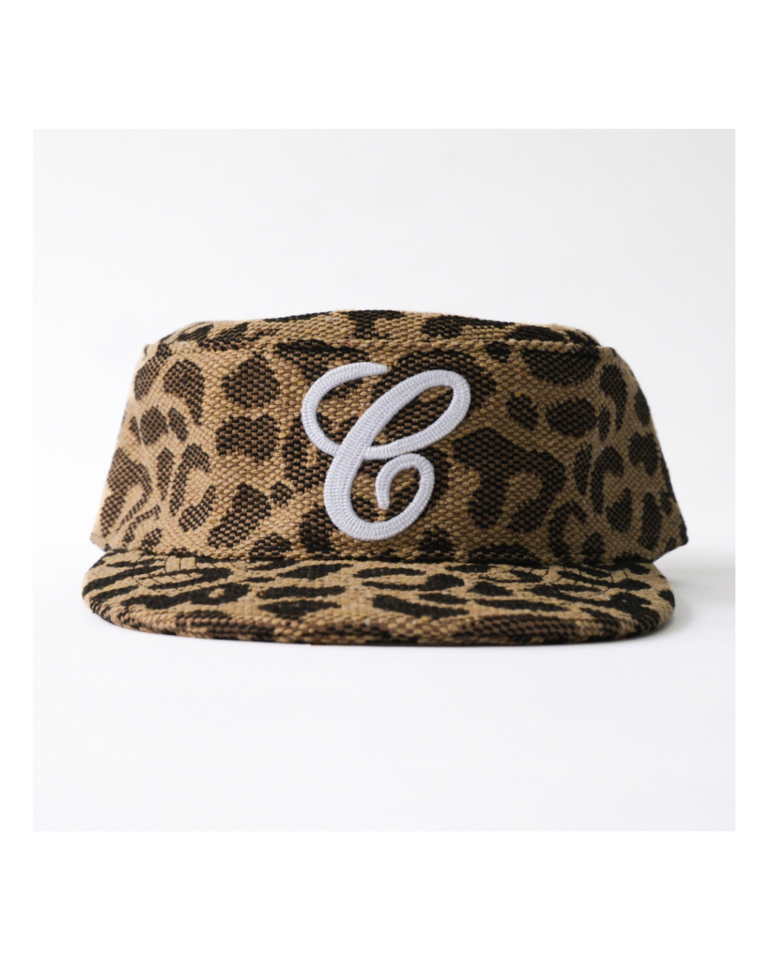 6cRAyon Weave Leopard Print Brimmed Baseball Cap