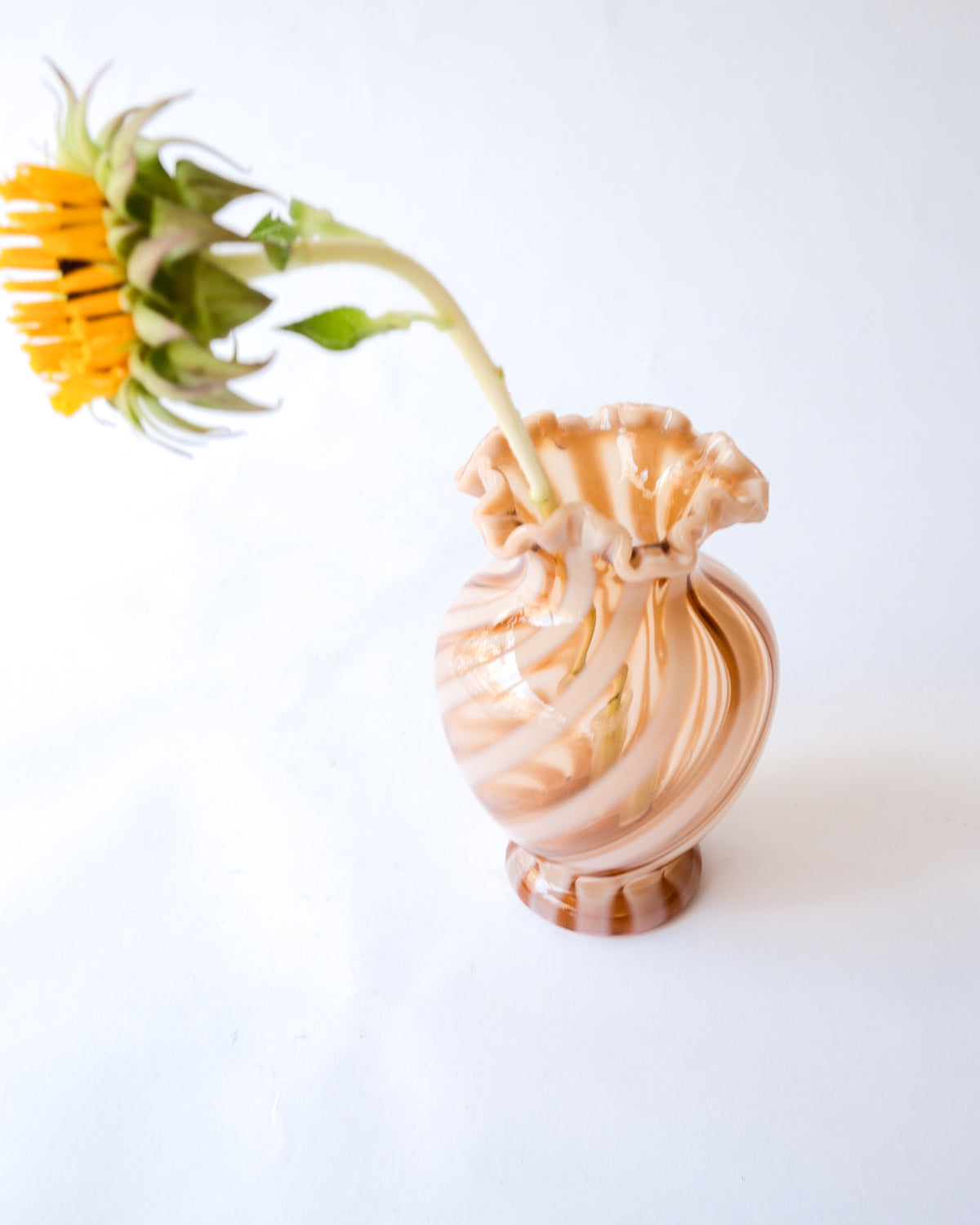 1970s Vintage striped glass vase