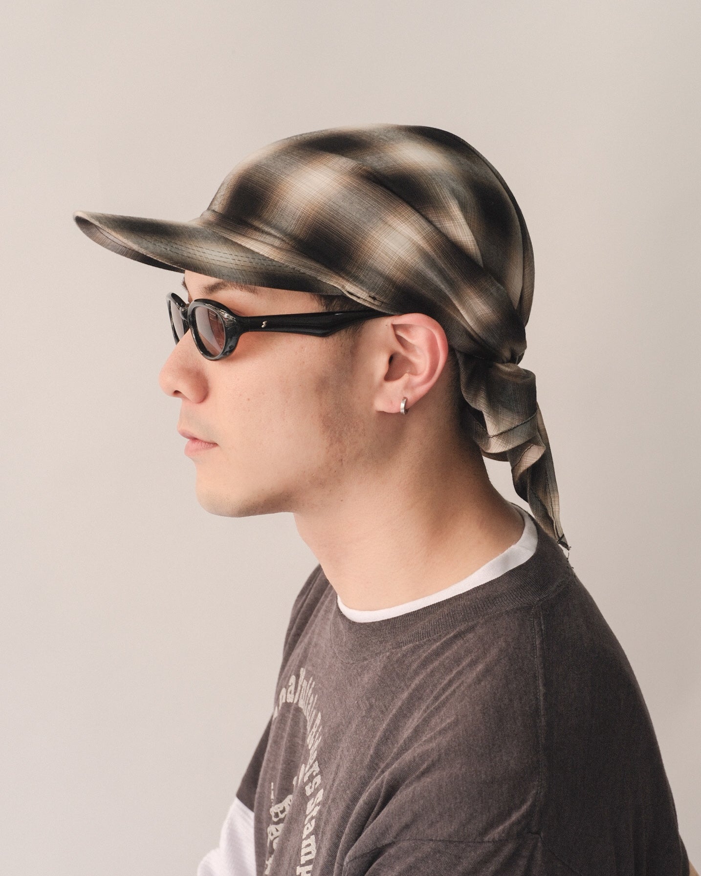 Sowhat Bandanna Cap Ombre check Black