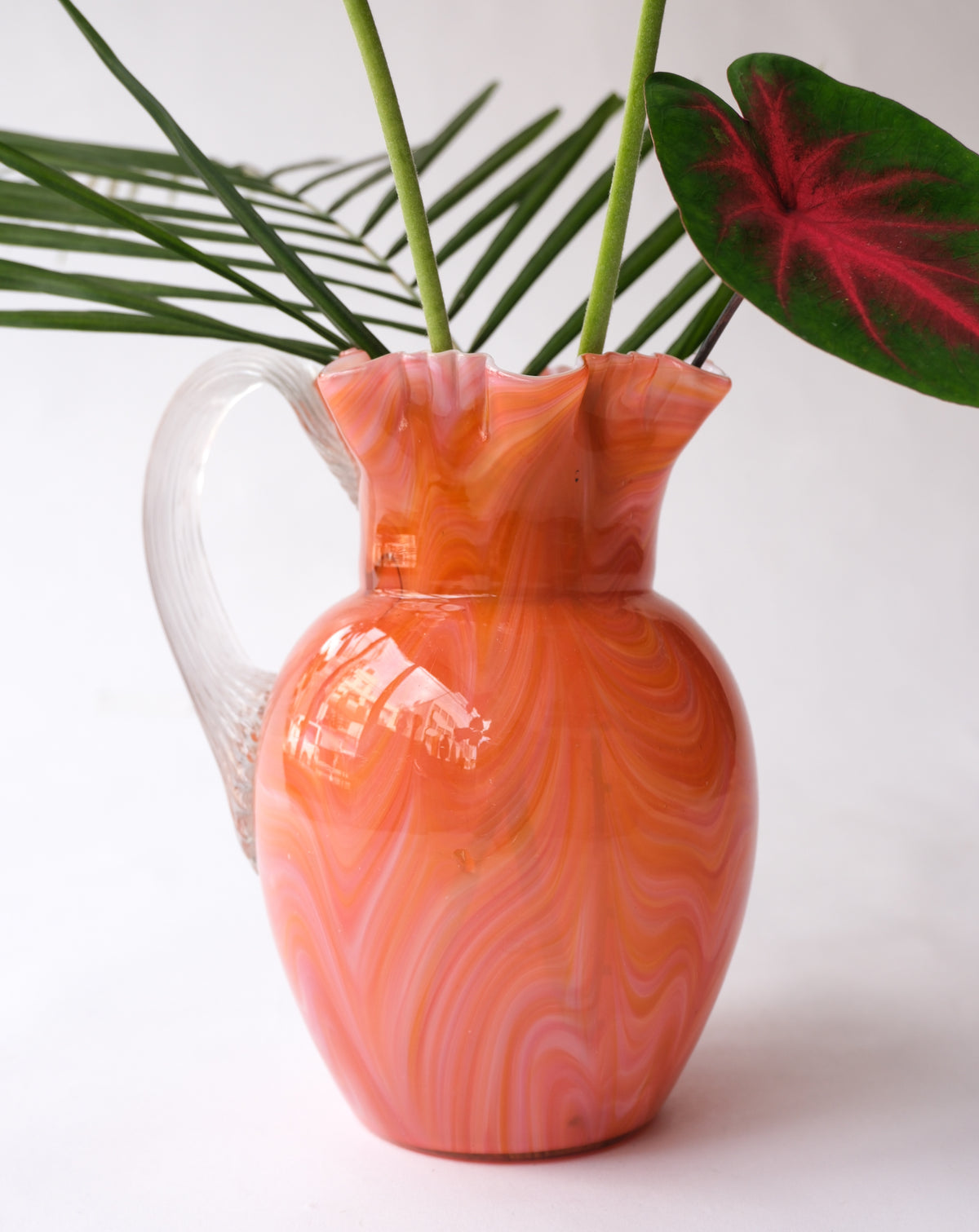 Vintage marble glass pitcher vase
