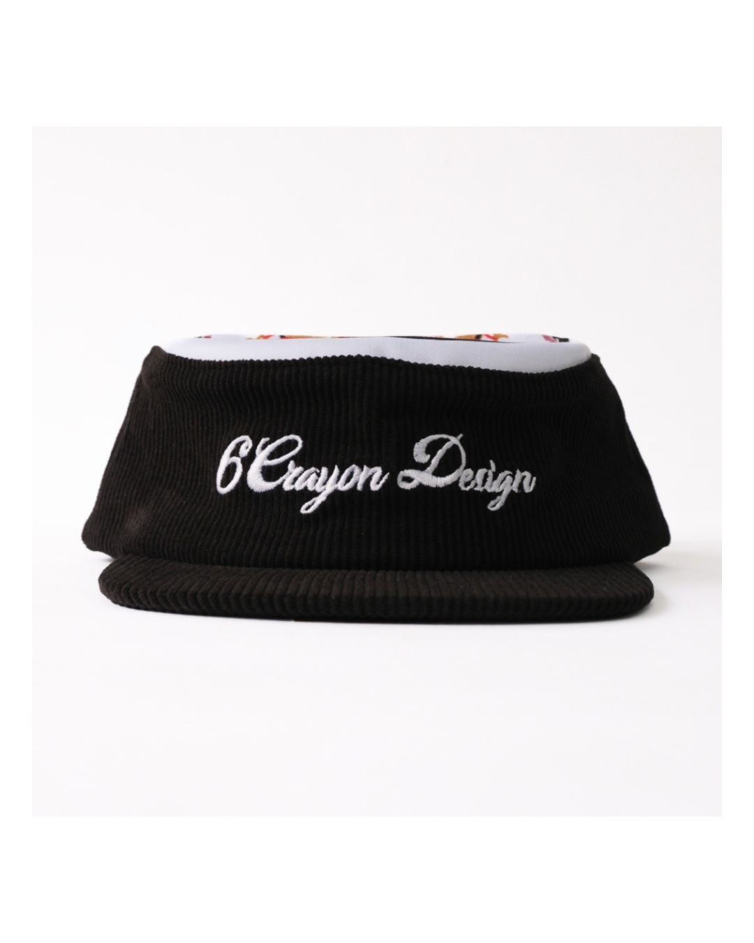 6cRAyon Flat Top Embroidered Corduroy Patchwork Baseball Cap