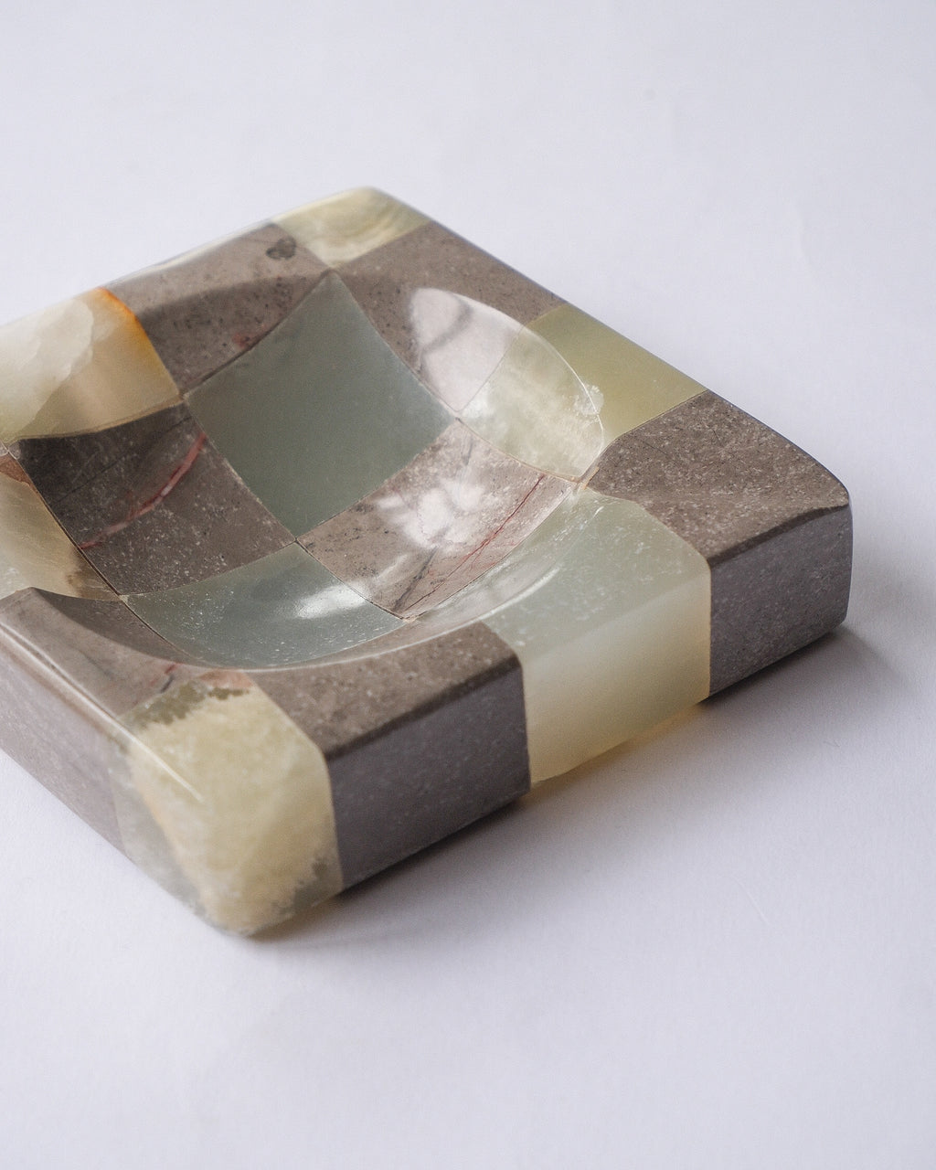 Checker stone ash tray