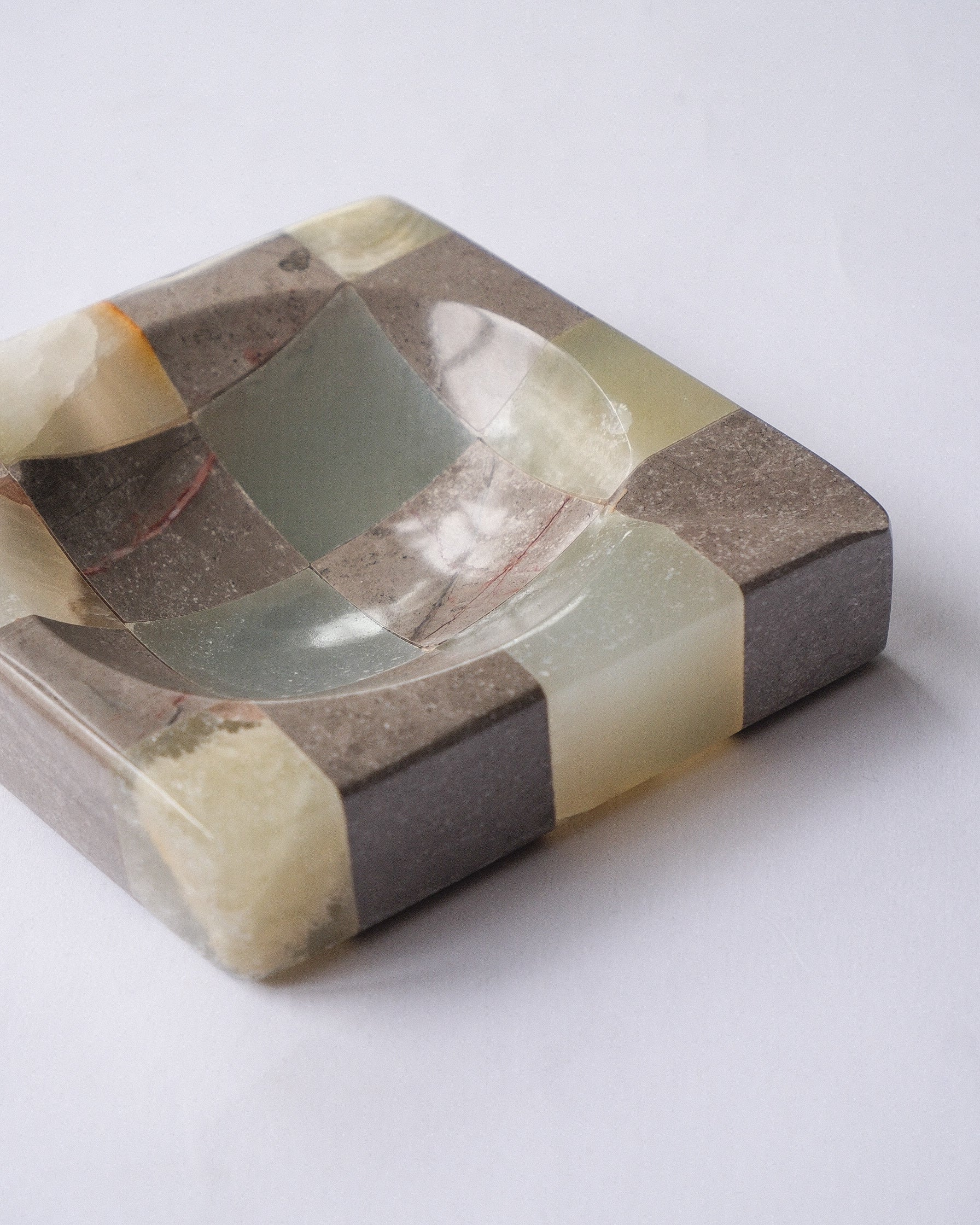 Checker stone ash tray