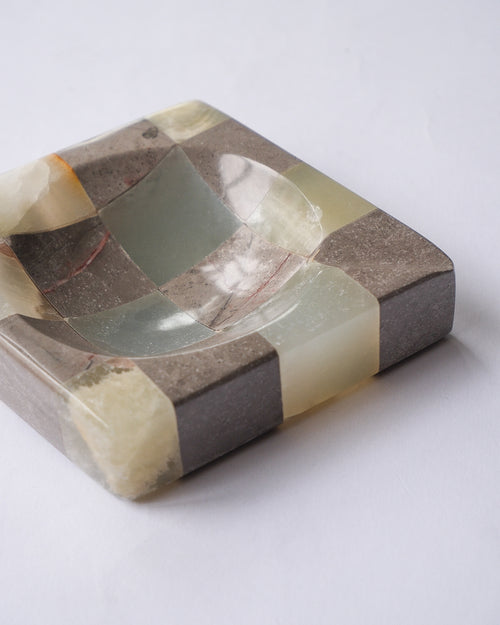 Checker stone ash tray