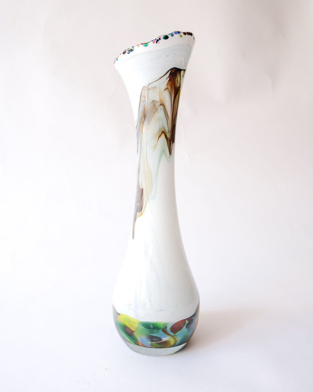 Vintage made in Romania handmade glass vase