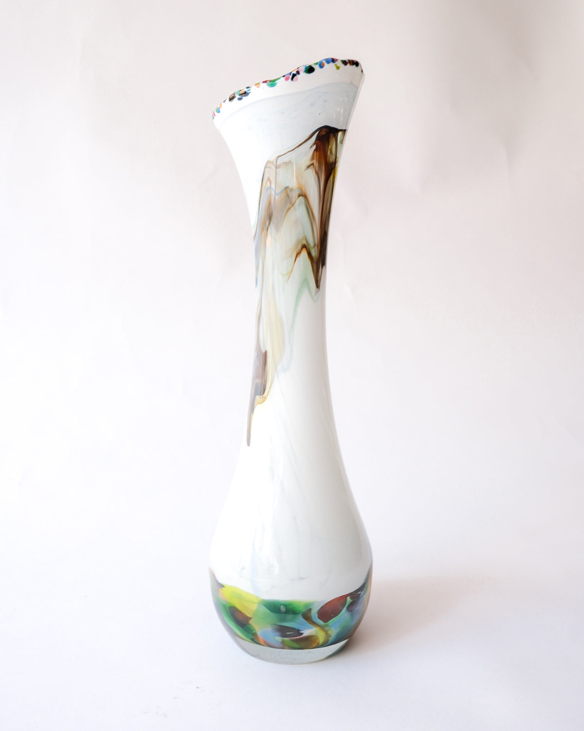 Vintage made in Romania handmade glass vase
