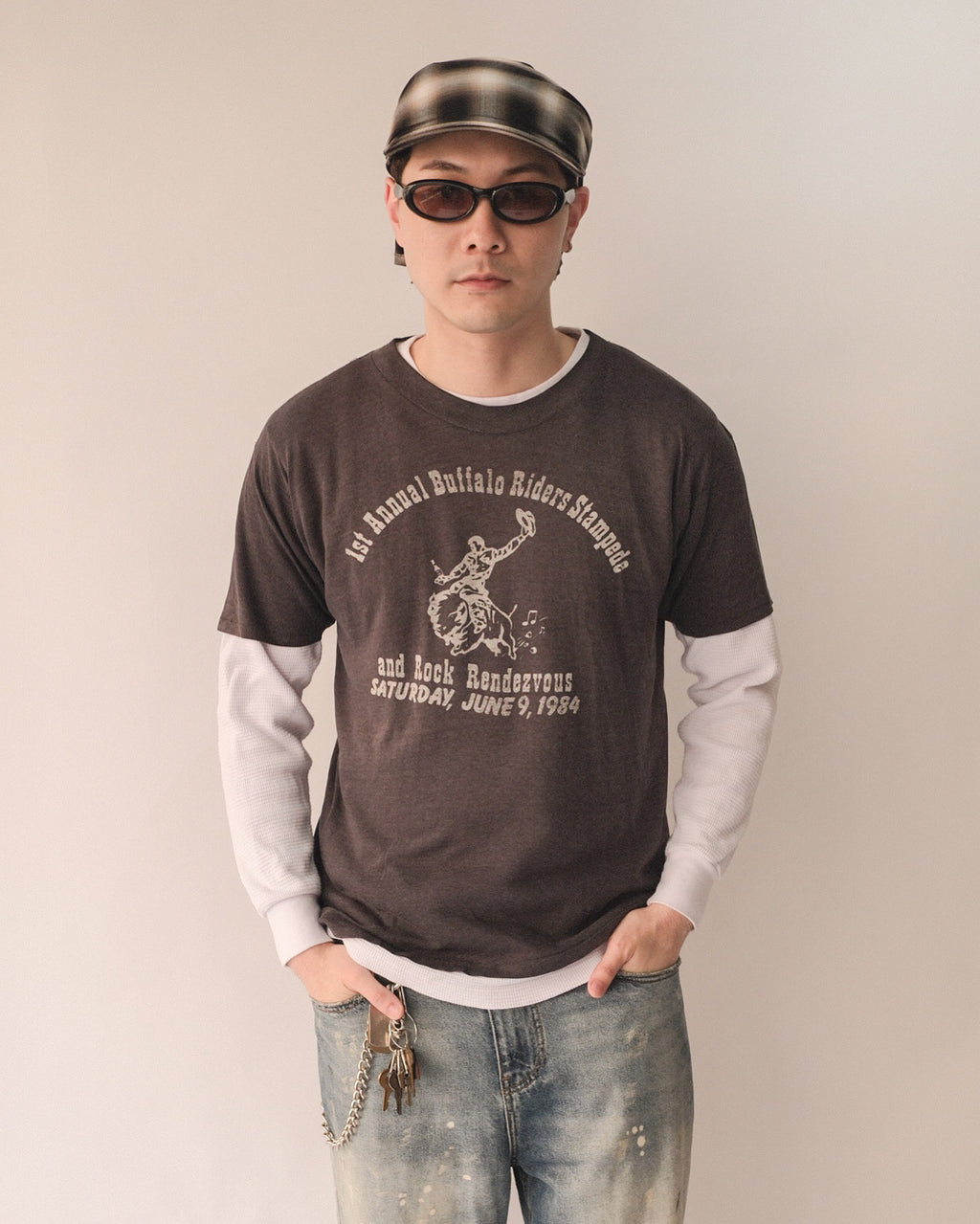 Sowhat Bandanna Cap Ombre check Black