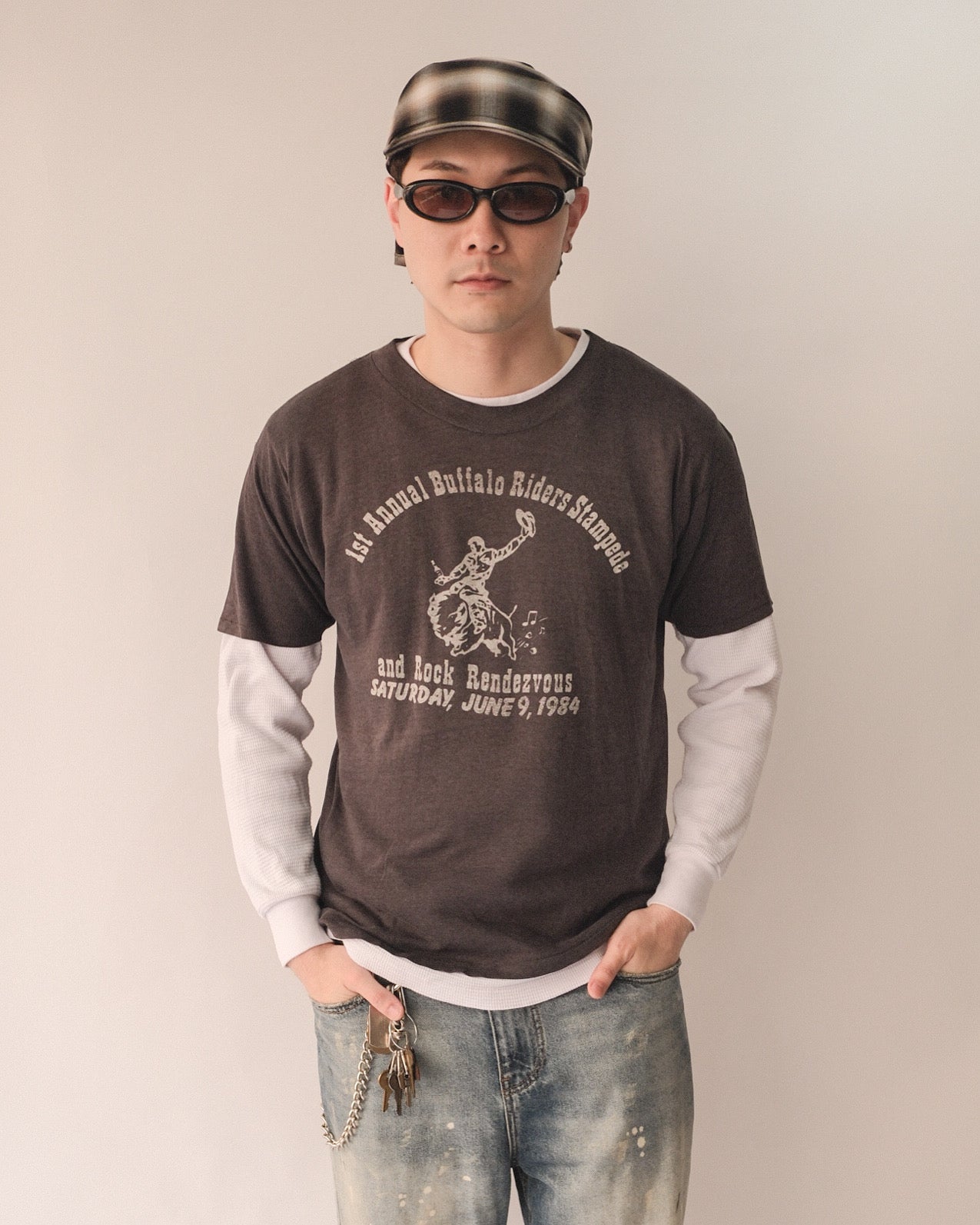 Sowhat Bandanna Cap Ombre check Black